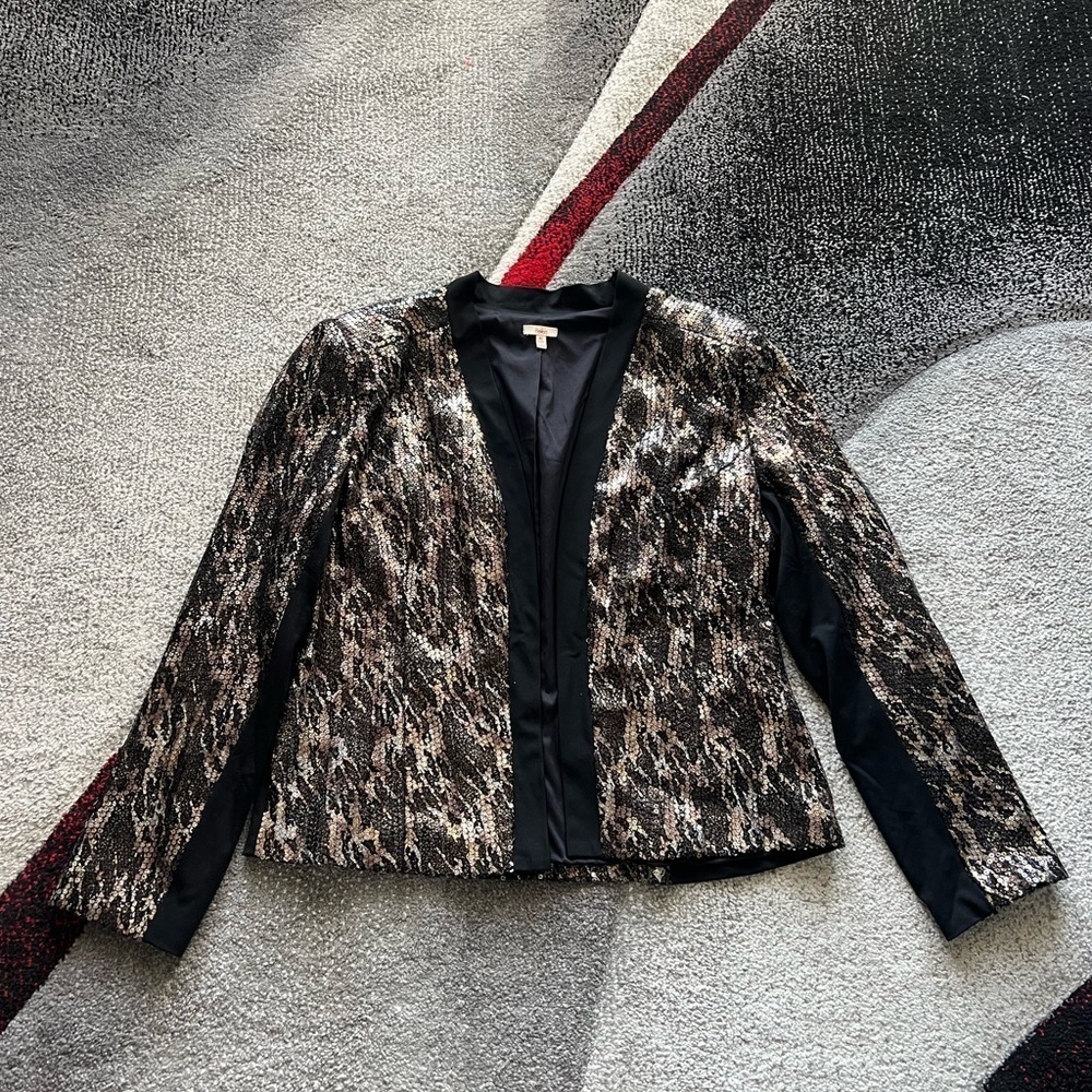 Reba Sequin Snake Print Open Front Cardigan